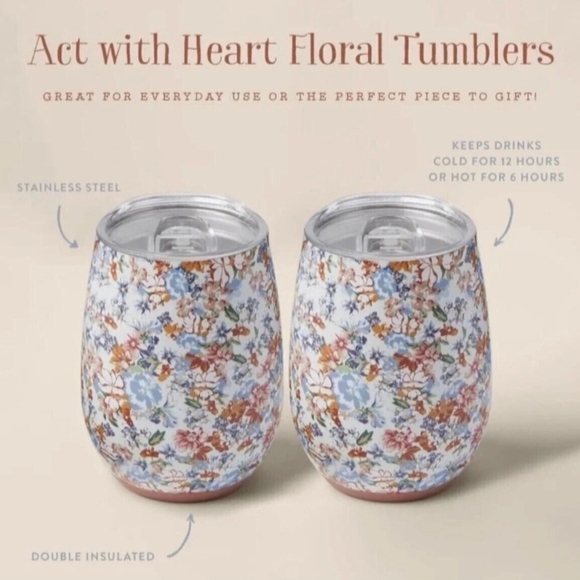 Matilda Jane Travel Tumblers Cups Wine insulated 11 oz Floral Set of 4 MJ - Picture 6 of 6